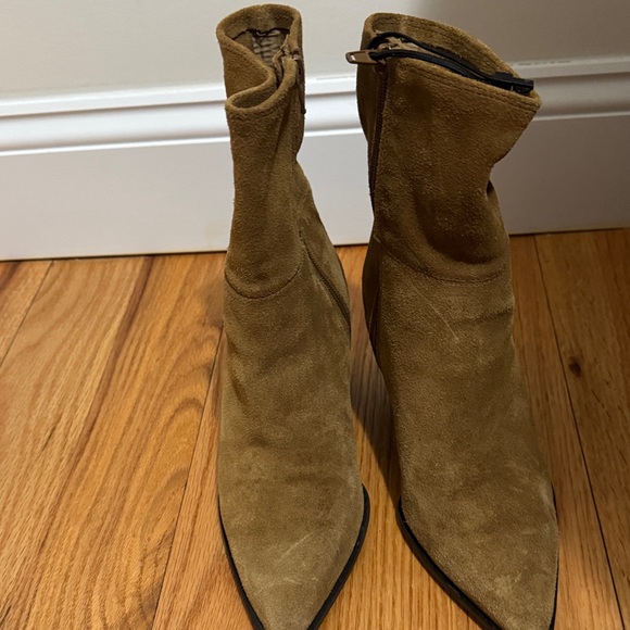 Zara Camel Suede Heeled Boots - Picture 4 of 4